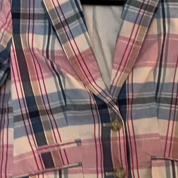 Tommy Hilfiger Madras Check Pink Blue White Single Breasted Blazer - Picture 5 of 10